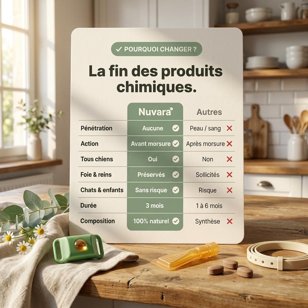Pendentif Nuvara™ -  Protège ton chien naturellement sans rien lui faire absorber