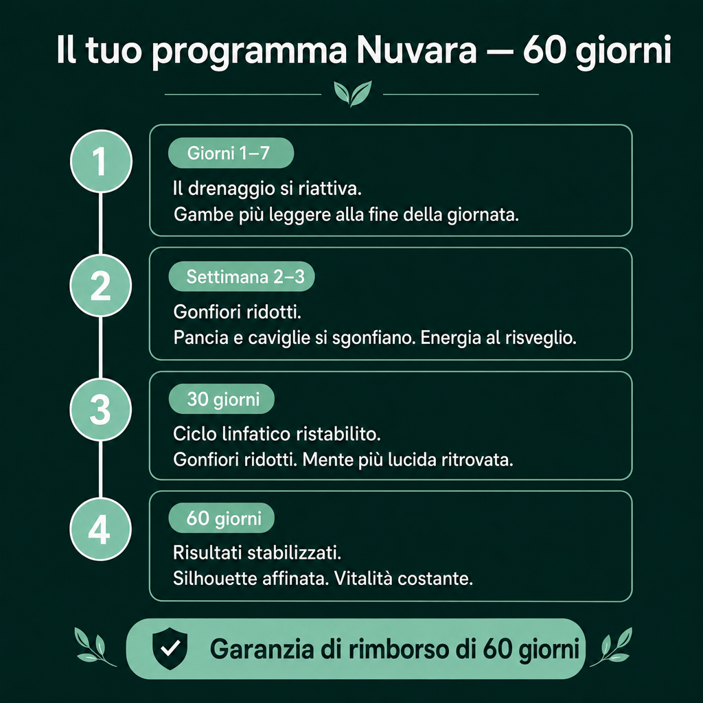Nuvara — Capsule per il Drenaggio Linfatico · Trasformazione totale in 60 giorni
