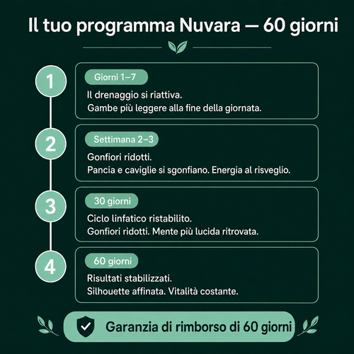 Nuvara — Capsule per il Drenaggio Linfatico · Trasformazione totale in 60 giorni